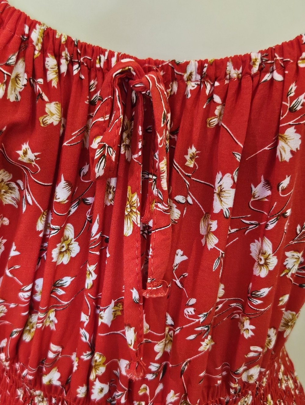 Kindred Red Multi Floral Short Sleeve Front Split Smocked Maxi Dress,X-Large - Picture 10 of 16